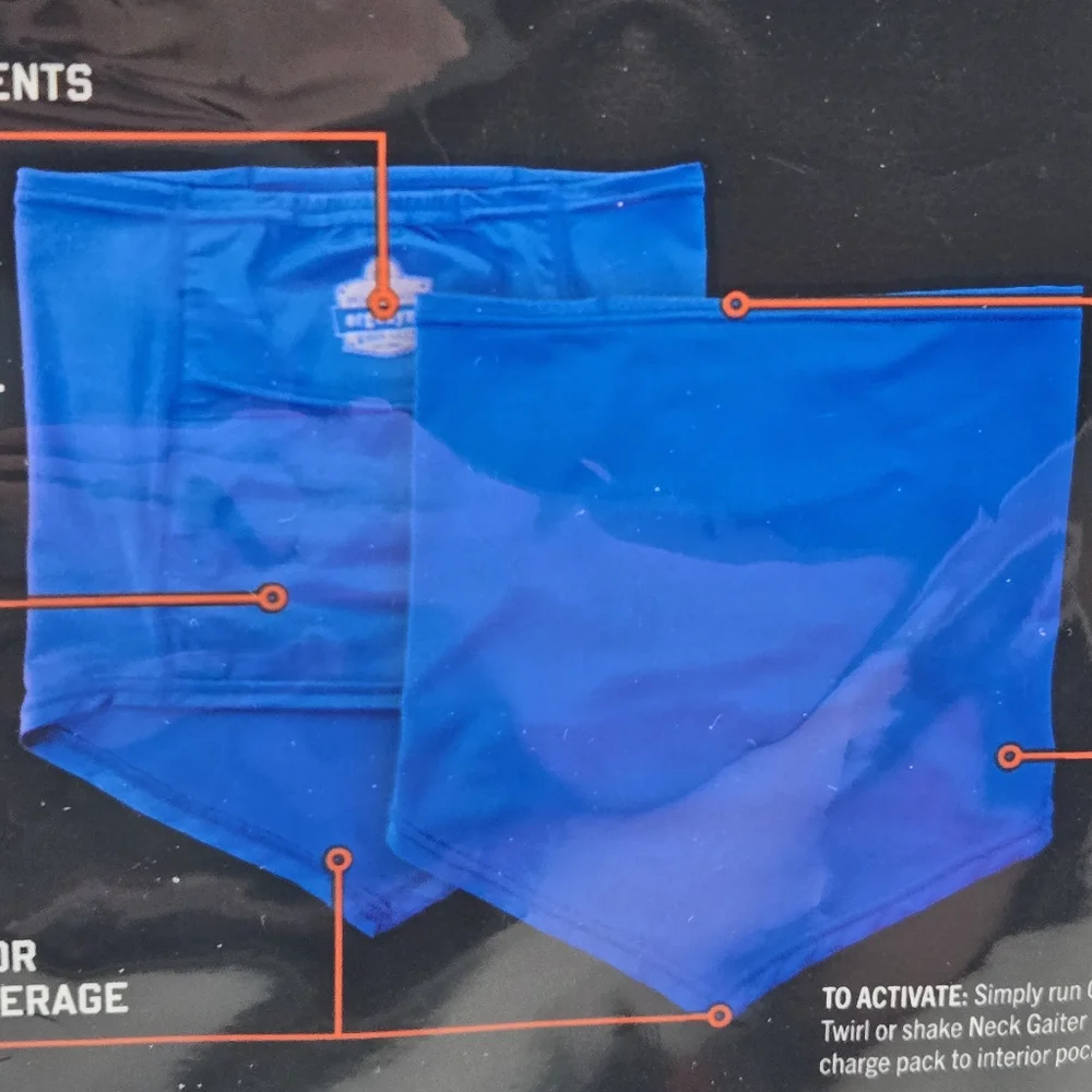 NEW Tenacious Egodyne Work Gear Blue Cooling Neck Gaiter Bandana Cut Size L/XL